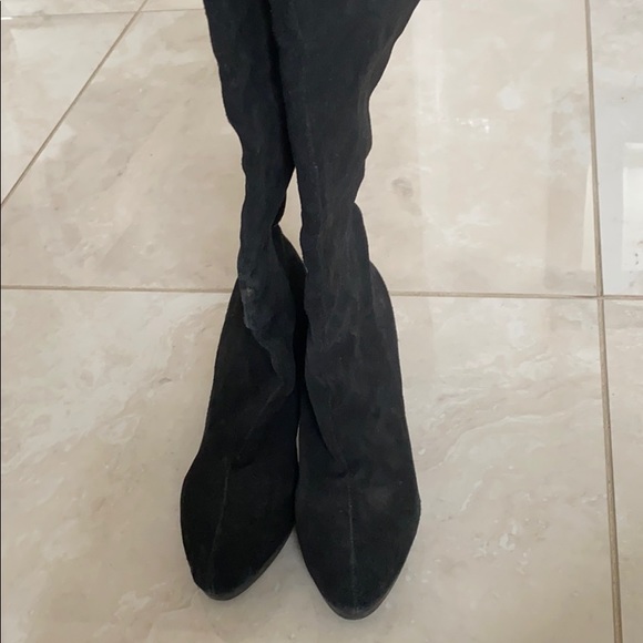 Kelsi Dagger Suede & Leather Black Knee High Boots - Picture 6 of 12